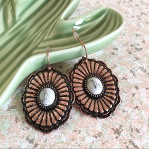 NWT Boho Western Distressed Copper Concho Earrings